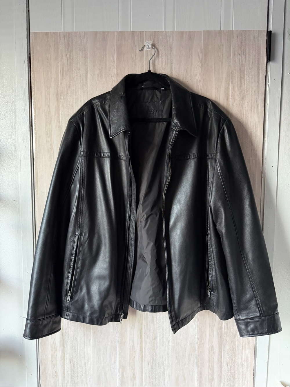 Murano Black Leather Bomber Jacket